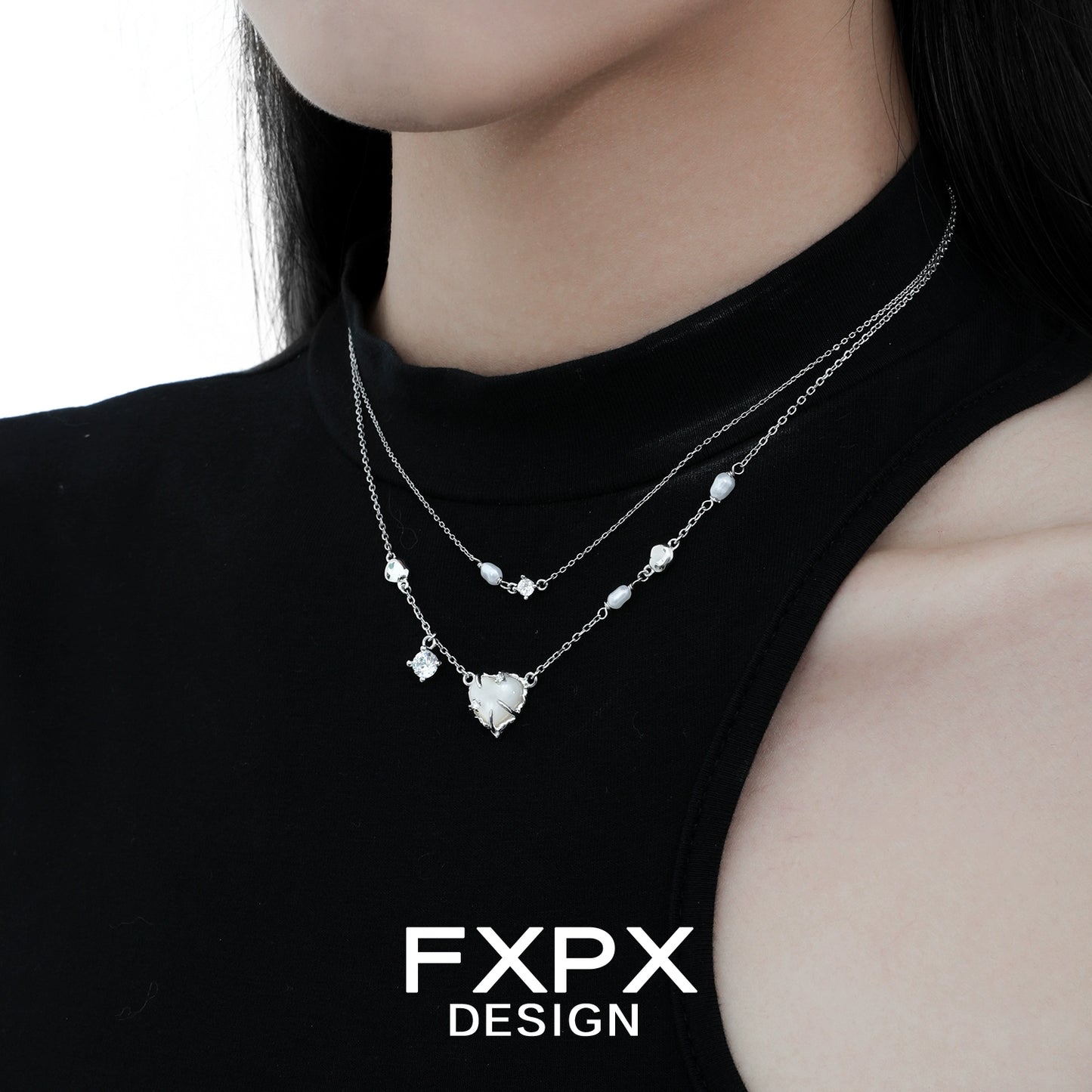 Love Shell Double-Layer Silver Necklace