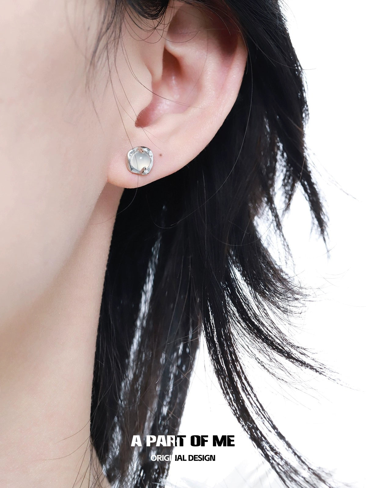 White Agate Mini Stud Earrings