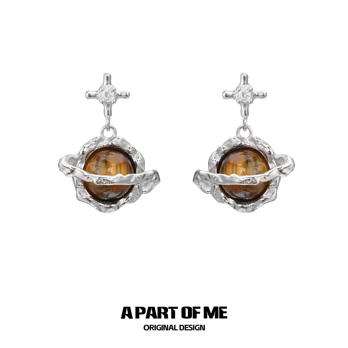 Tiger Eye Saturn Earrings