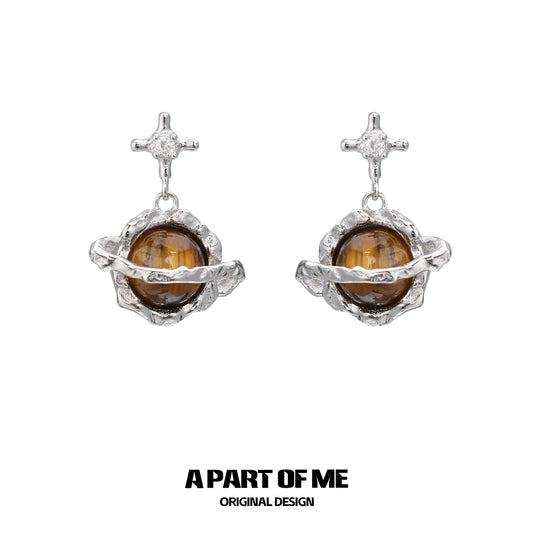 Tiger Eye Saturn Earrings