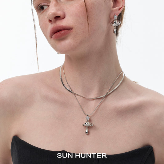 Universe Planet Silver Necklace