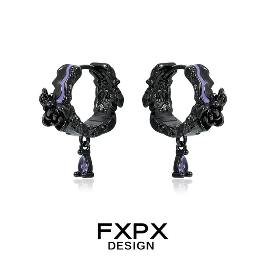 Y2K Midnight Dark Rose Earrings