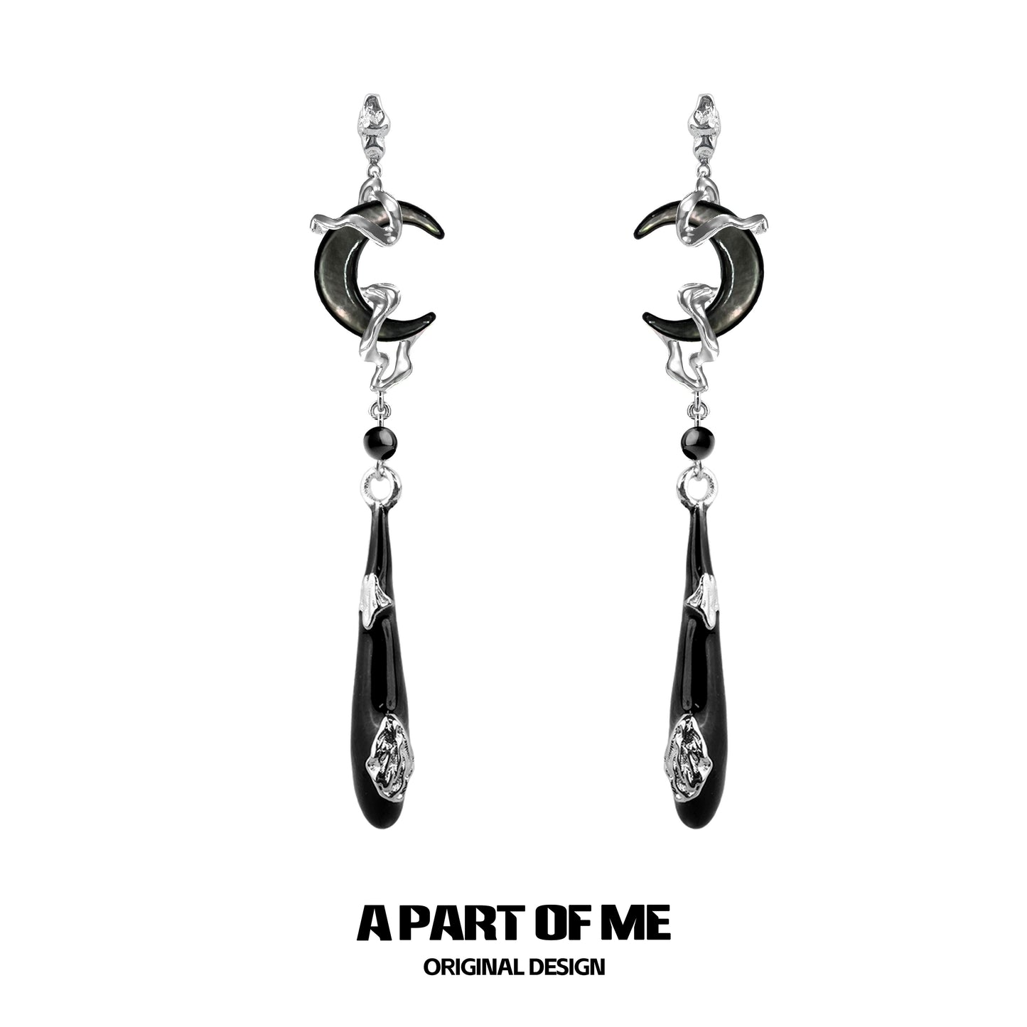 Black Moon Tassel Earrings
