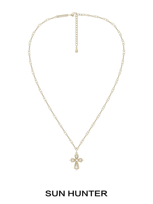 "Lace Shimmer" Cross Necklace
