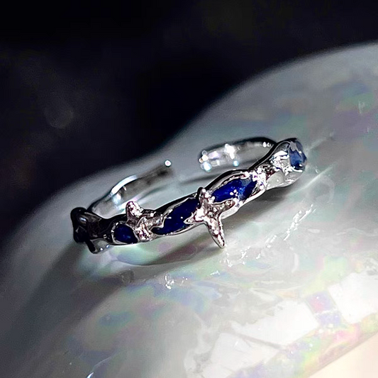 "Blue Galaxy" Starburst Ring