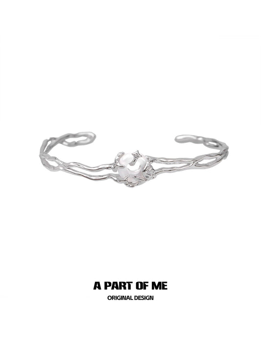 Moonlight Chalcedony Silver Bracelet