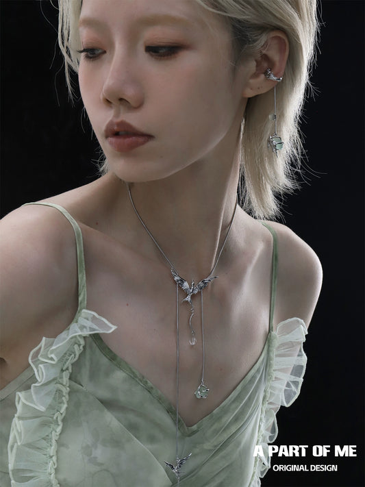 Flying Bird Fluorite Ear Clips