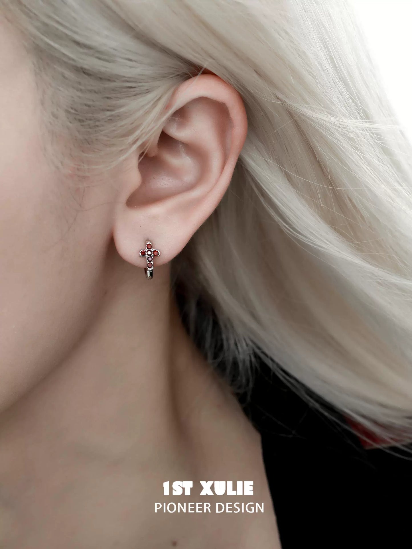 Crimson Cross Gothic Earrings