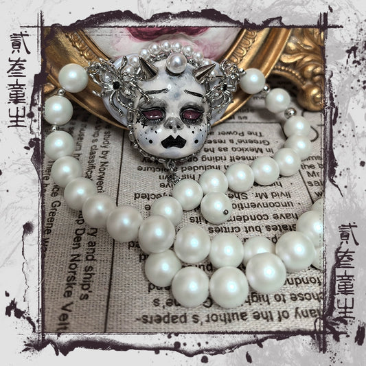 Necklaces-Ersan Tongsheng Original Design Dark Subculture Punk Style Imitation Treasure Sweater Chain Necklace Niche