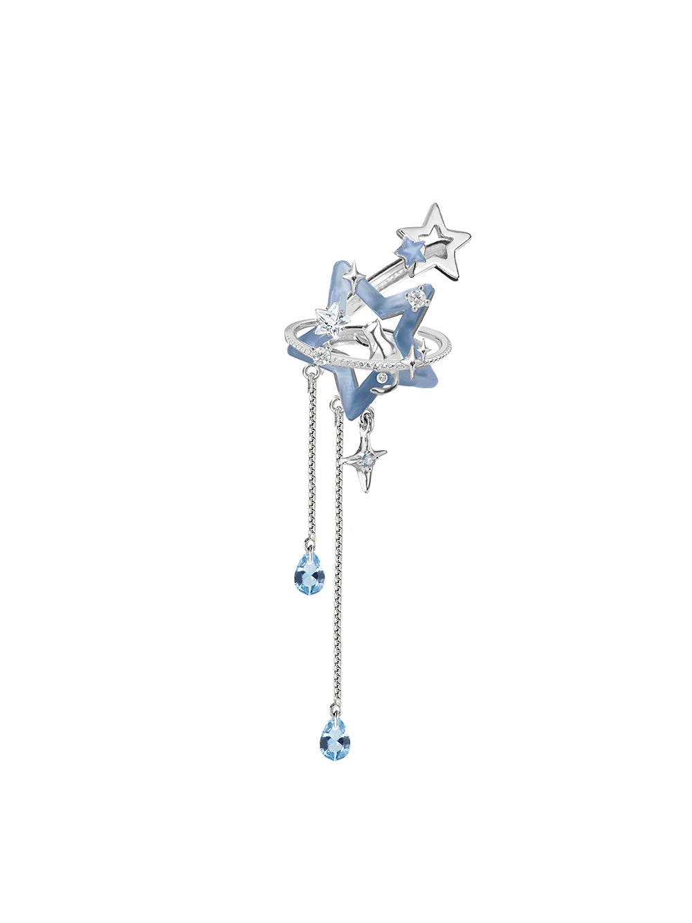 Ice Blue Star Ear Cuffs