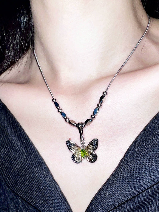 "Dead Leaf Butterfly" Zircon Necklace