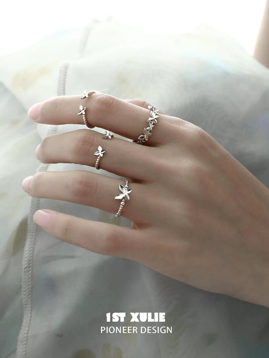 Punk Butterfly Shadow Silver Ring