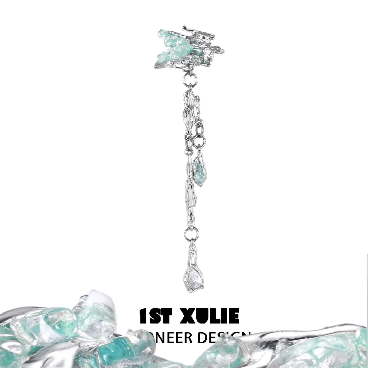 Lake Shadow Crystal Tassel Ear Clips
