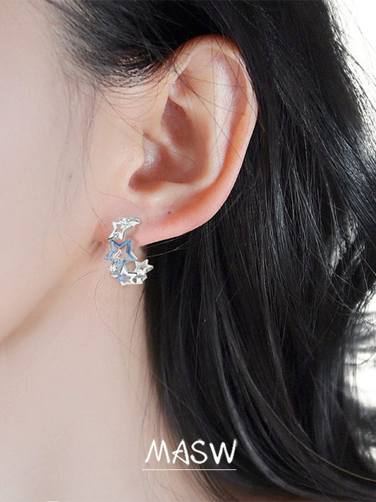 Mystic Blue Star Earrings