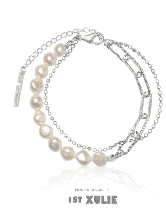 Baroque Twilight Pearl Silver Bracelet