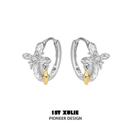 Timeless Cross Silver Ear Clips