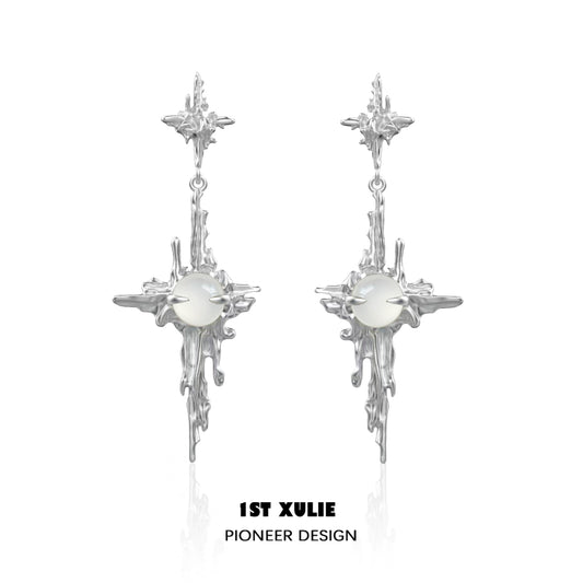 Luminous Agate Cross Earrings