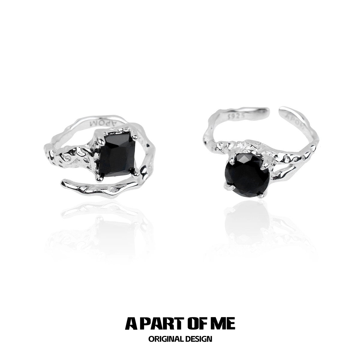 Midnight Gem Couple Rings