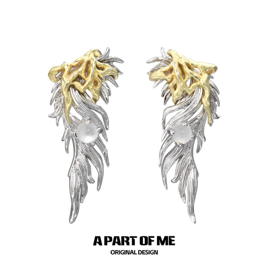 Golden Feather Agate Earrings