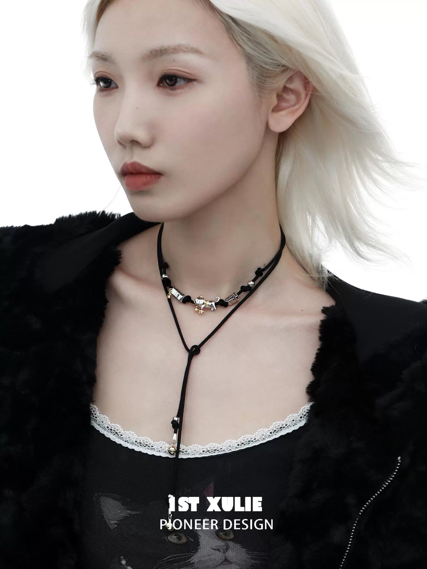 Y2K Cute Kitty Leather Necklace