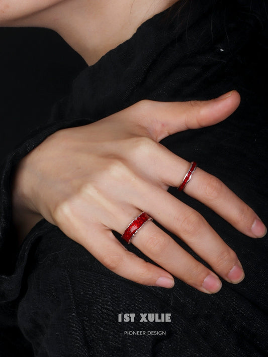 Y2K Scarlet Eclipse Silver Ring
