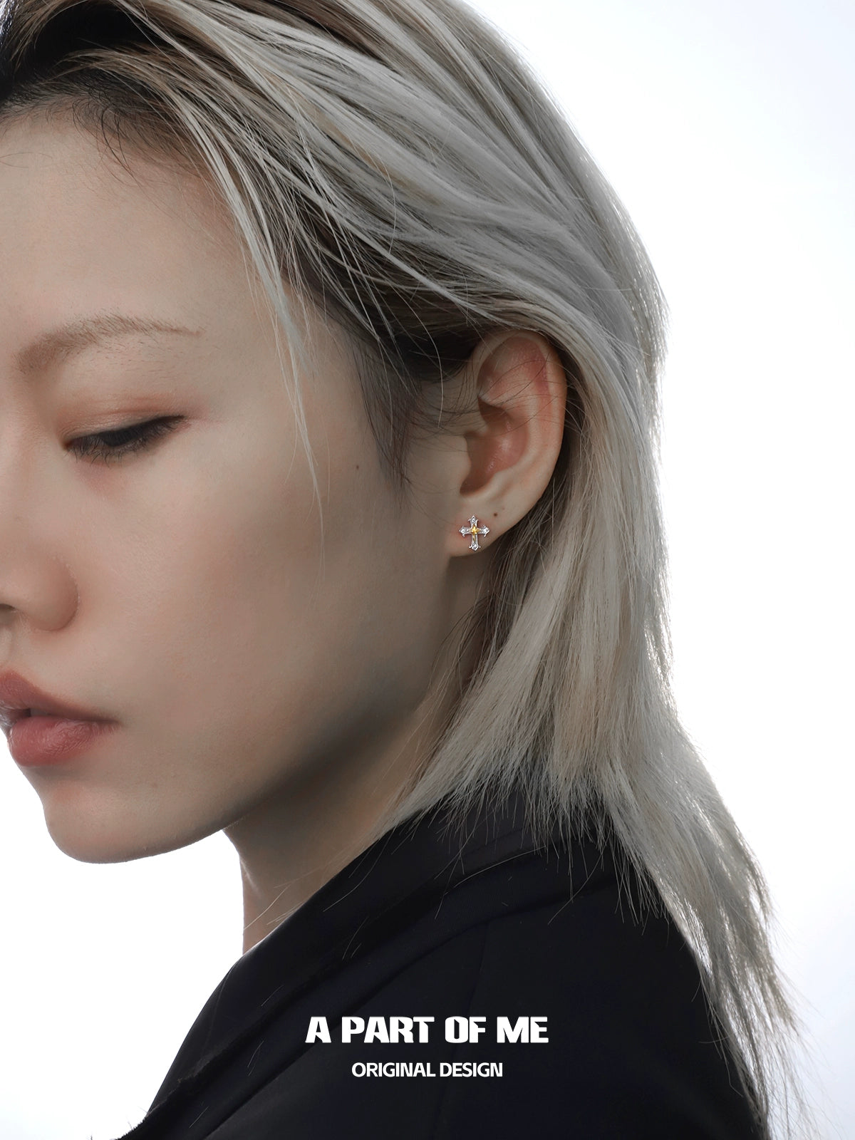 Diamond-set Cross Earrings