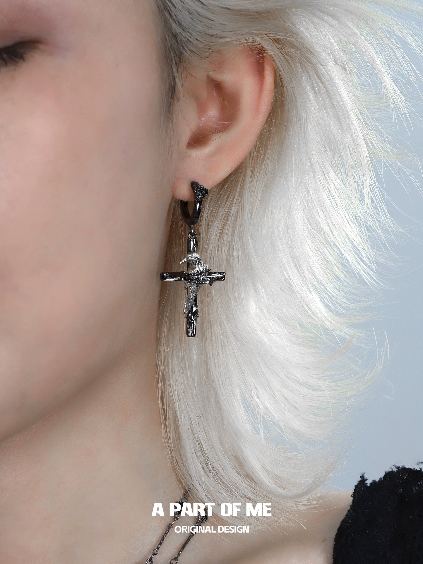 Rebel Raven Cross Earrings