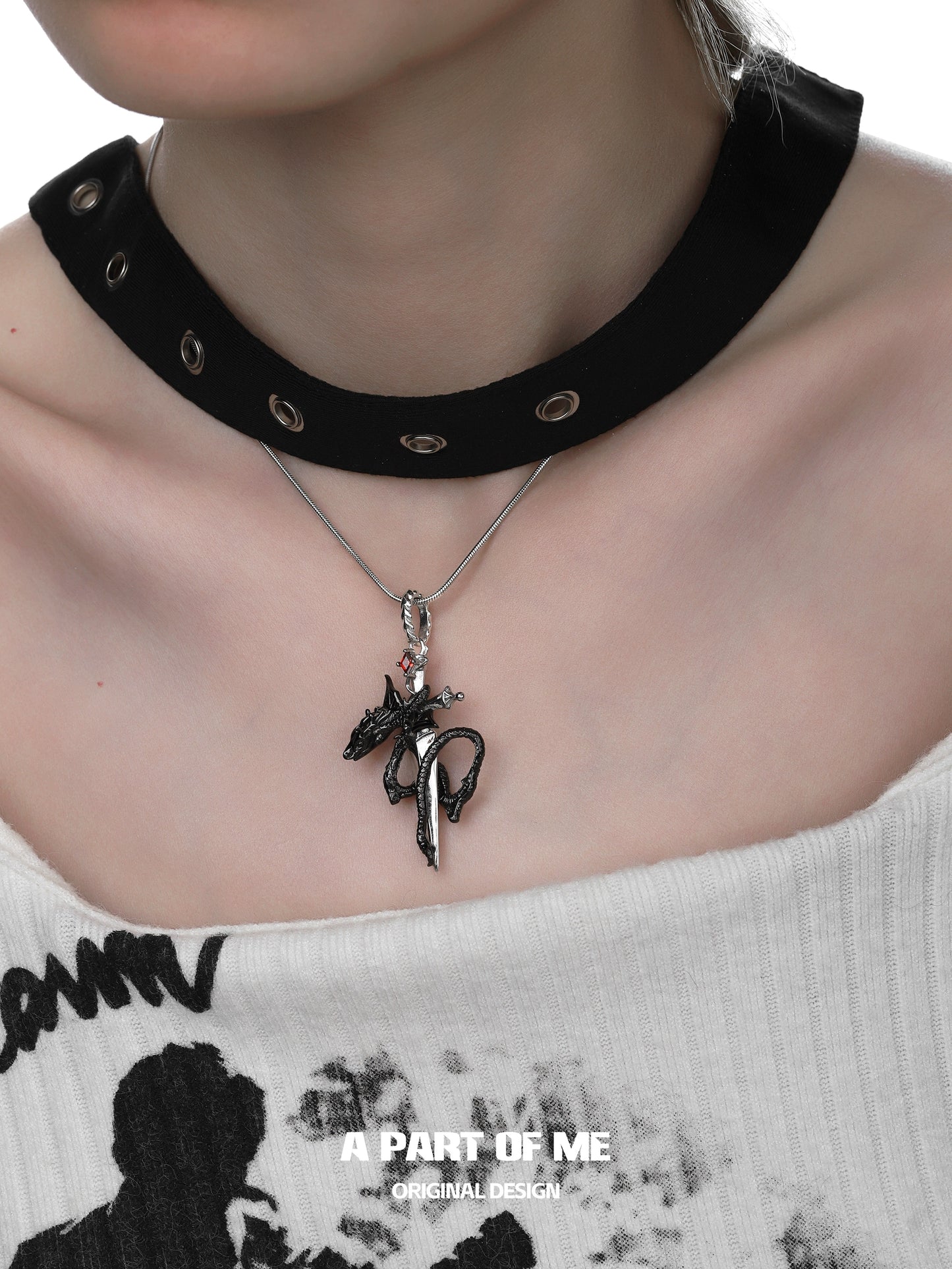 Ruby Dragon Sword Necklace
