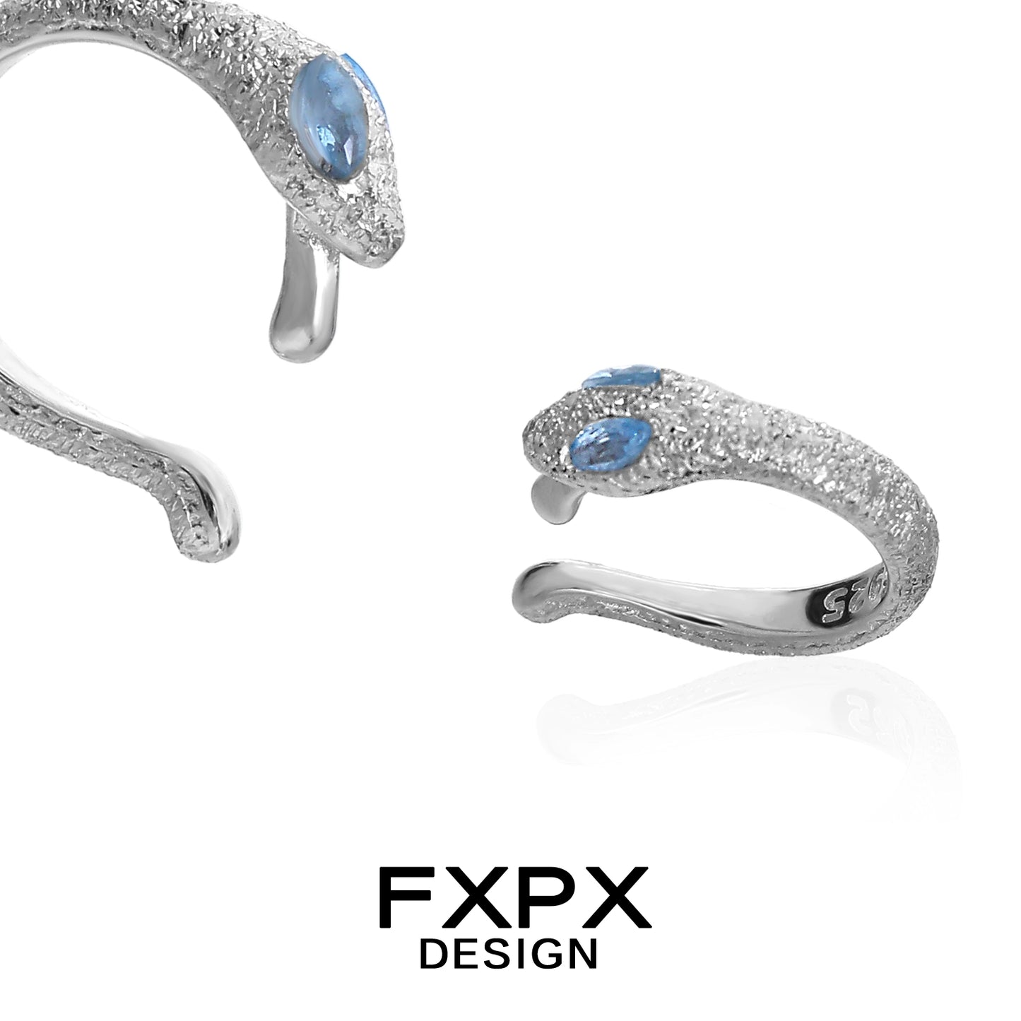 Blue Ice Snake Ear Cuff