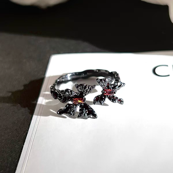 "Twin Butterfly" Red Zircon Ring