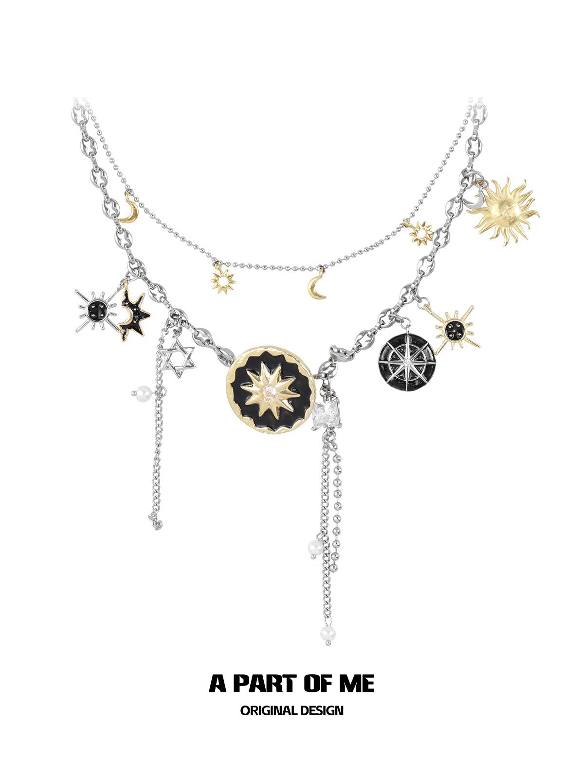 Sun Moon Double Button Necklace