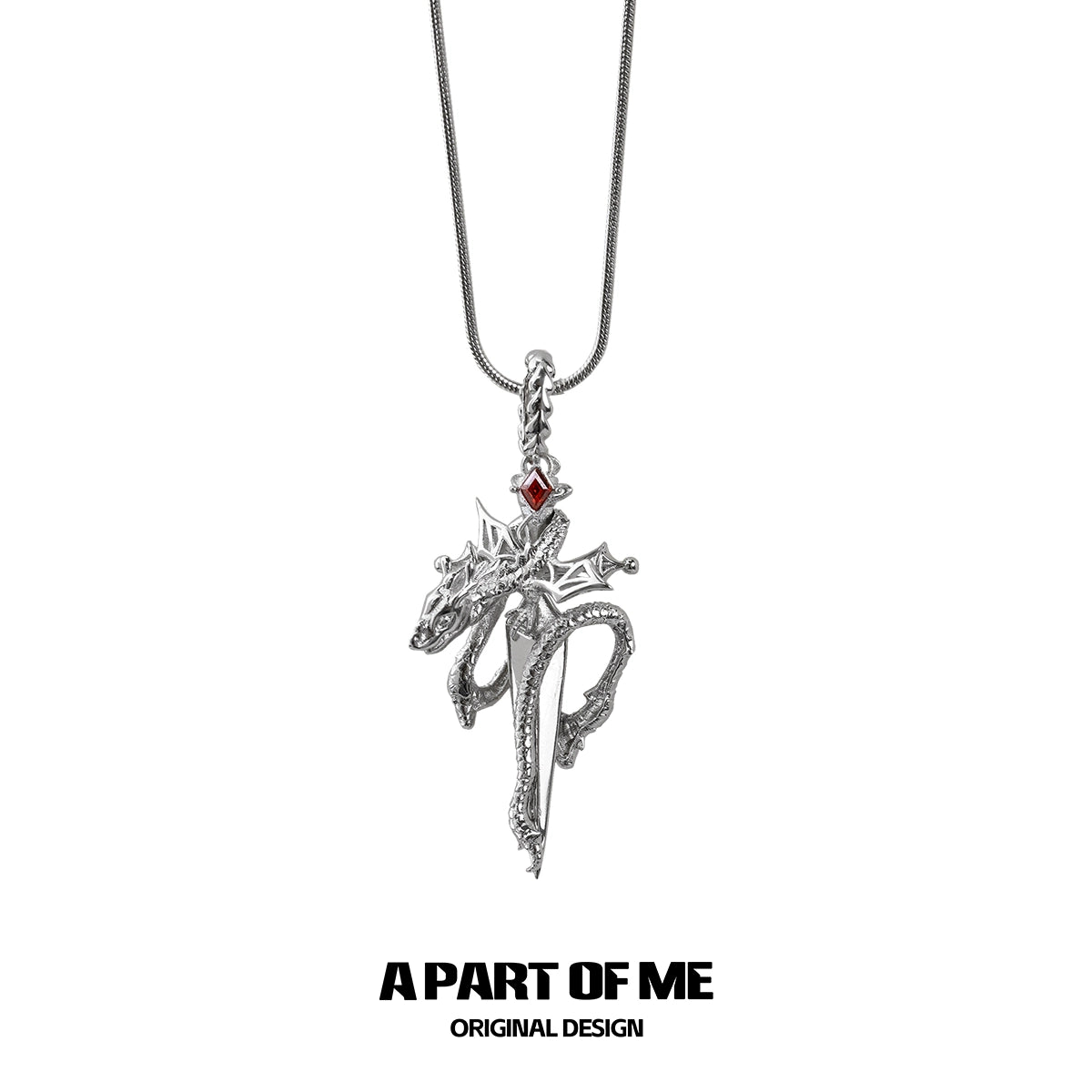 Ruby Dragon Sword Necklace