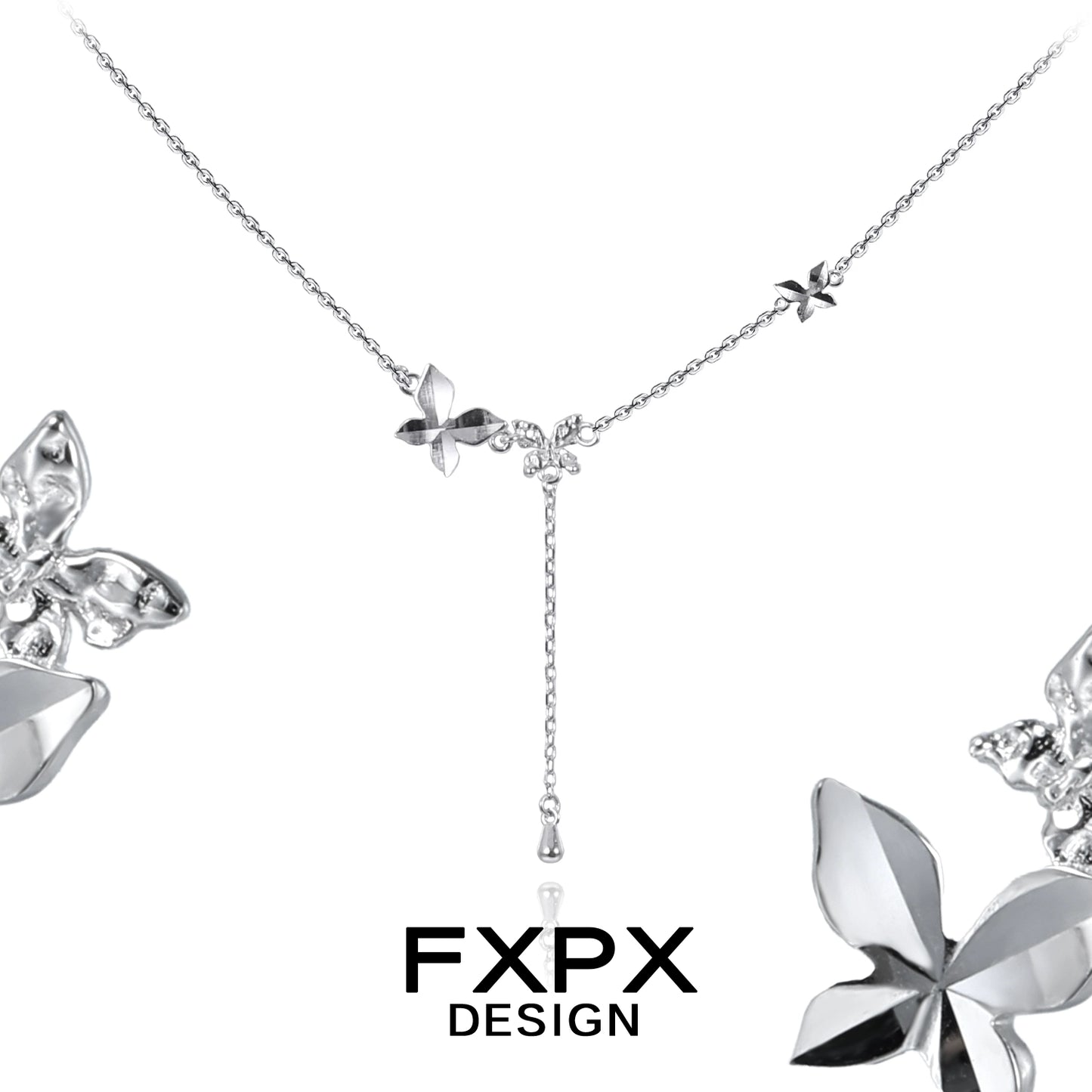 Mirror Butterfly Pendant Necklace