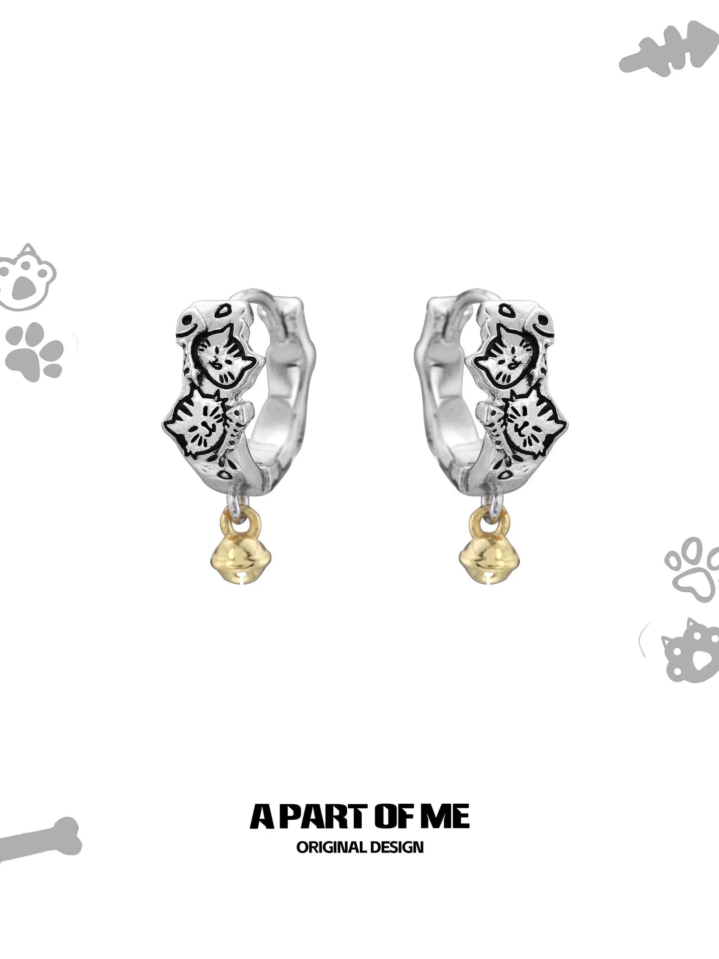 Graffiti Puppy Cat Bell Earrings