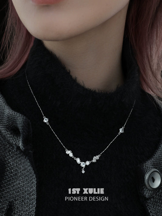 Edgy Irregular Zircon Necklace