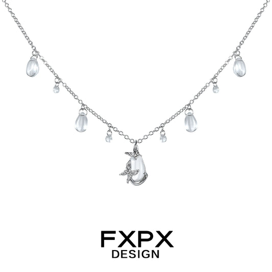 Butterfly Water Drop Silver Necklace