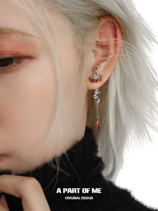 Rose Sword Piercing Earrings