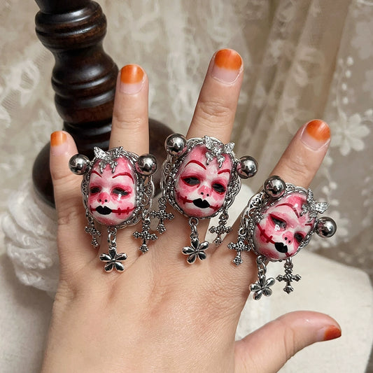 Rings-Ersan Tongsheng Original Niche Design Advanced Sense Dark Sweet Cool Opening Couple Ring Ghost Horse Funny Baby Ring