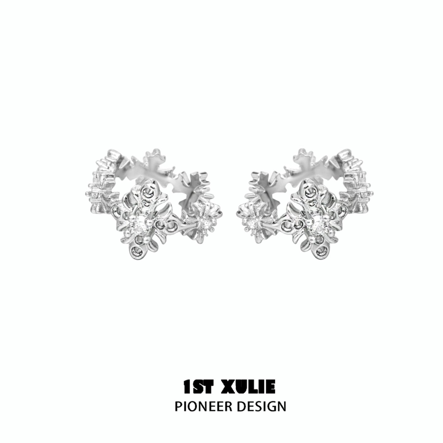Spiked Thorned Cross Earrings