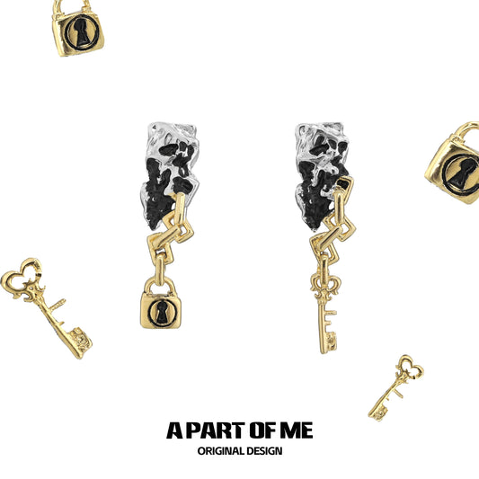Gold Lock & Key Earrings