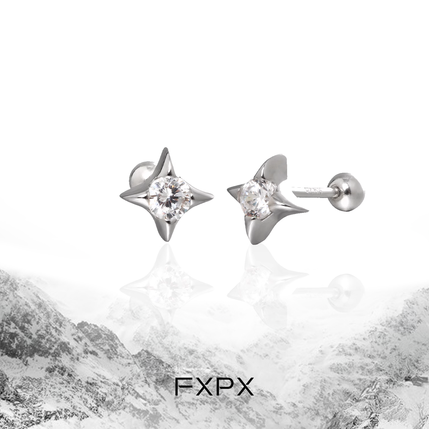 Radiant Star Silver Stud Earrings