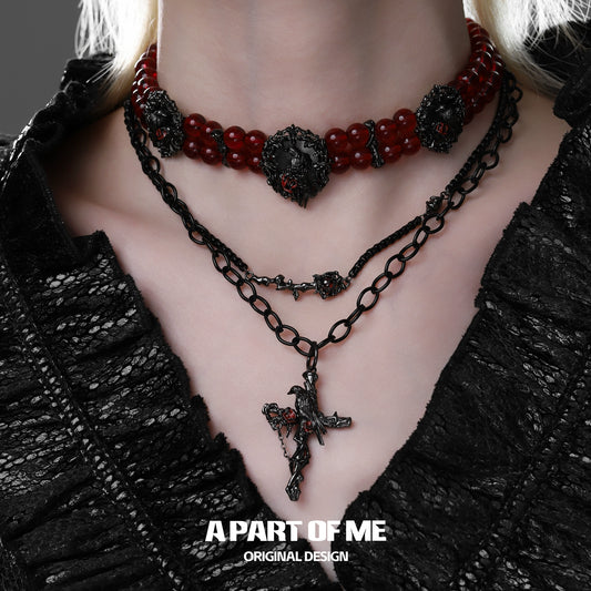 Gothic Beaded Crow Choker