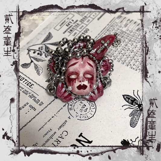 Rings-Ersan Tongsheng Black Sweet Cool Doll Ring Mine Spice Girl Subculture Dark Gothic Niche Design Trend