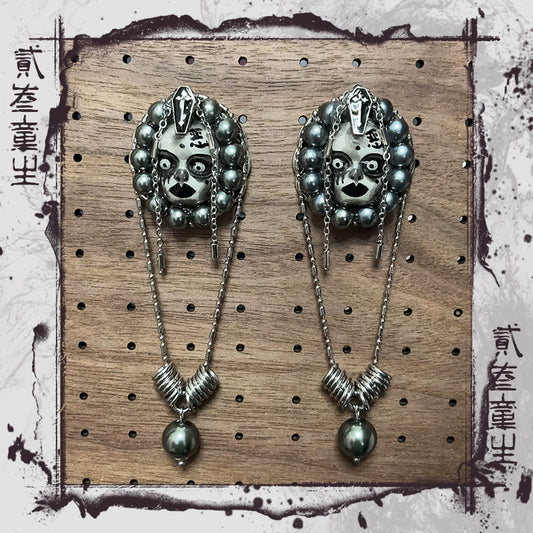 Earrings & Ear Cuffs-Two Three Children's Original Design Dark Wicked Girl Gothic Imitation Pearl Cool Girl Spice Girl Gift Niche Punk