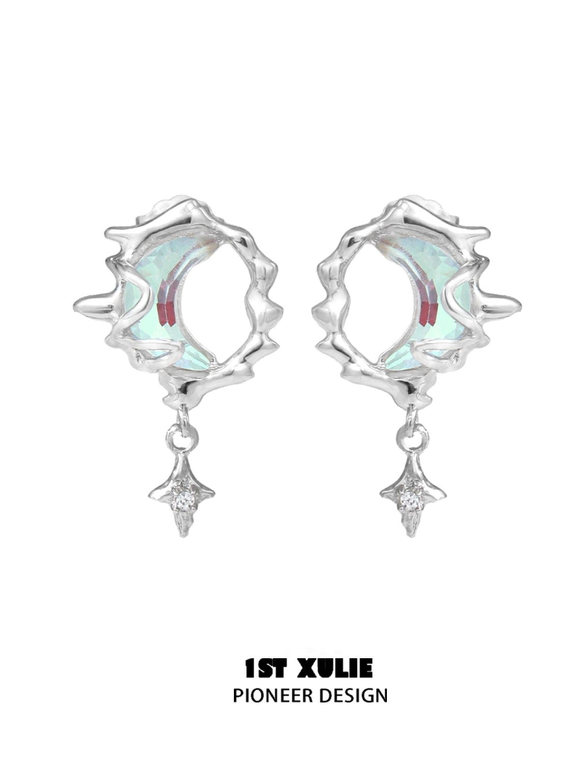 Blue Moonlit Silver Earrings