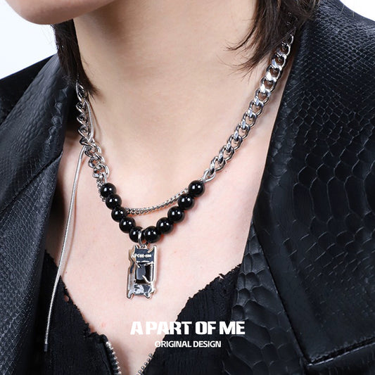 Y2K Dark Matter Beaded Necklace