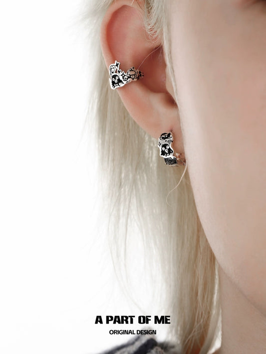 Y2K Graffiti Crow Ear Cuffs
