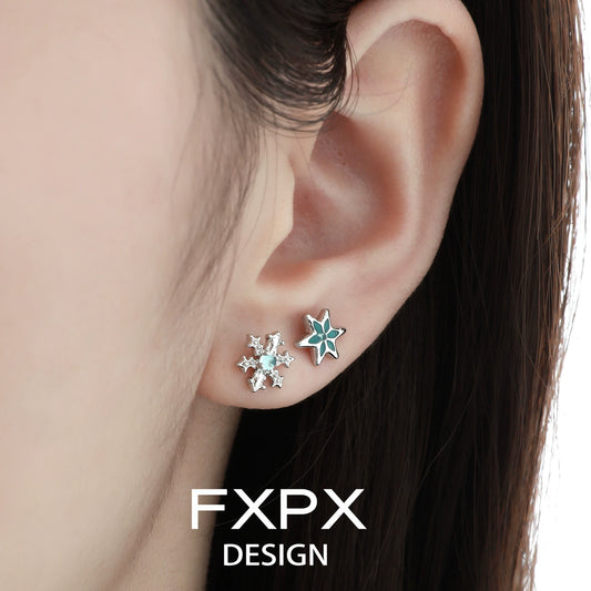 Blue Snow Screw Earrings
