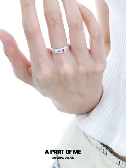 Rainbow Zircon Love Ring ring