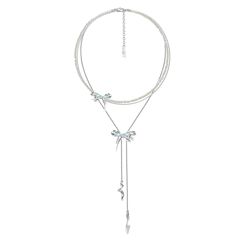 Blue Butterfly Pearl Necklace